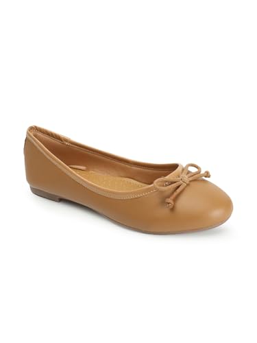 Carlton London Women's Round Toe Bow Detail Ballerinas