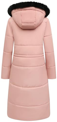 MOERDENG Women's Long Winter Puffer Coat Waterproof Warm Maxi Down Jacket Faux Fur Removable Hood Parka