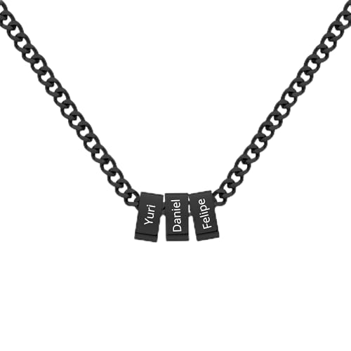 ZqlDDayUP Collar personalizado de cadena cubana de acero inoxidable con 1-8 nombres grabados, collar con cuentas personalizadas con nombre, regalo de joyería para el Día del Padre, para el marido