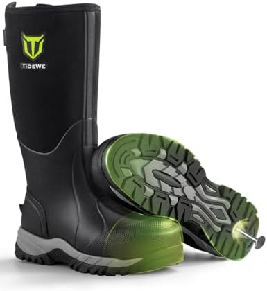 TIDEWE Puncture Proof Work Boots Men (Black, Size 7-13)
