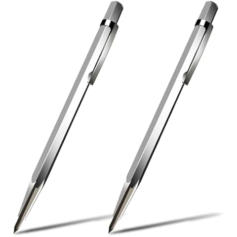 DUMEALAGR Tungsten Carbide Tip Scriber Marking Engraving Pen for Stainless Steel, Ceramics and Glass Carving (Silver) Cover