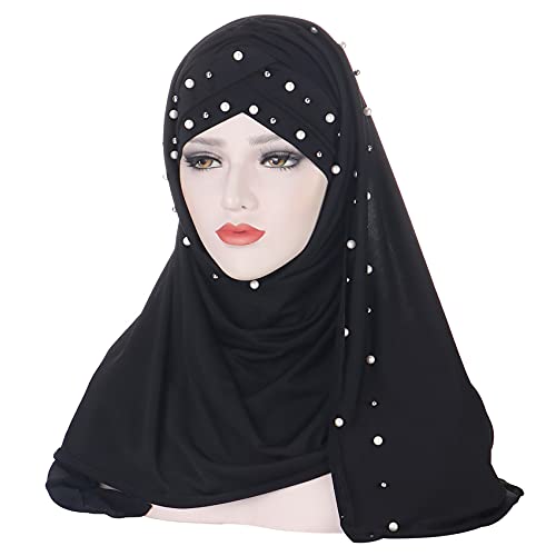 RARITYUS Women Muslim Hijab with Rhinestone Beads Soft Head Wrap Scarf Shawl Islamic Ramadan Long Hejab2