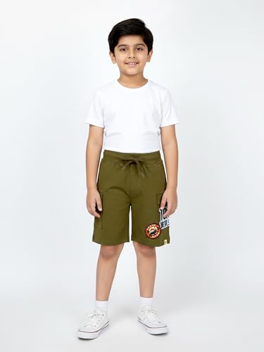Image of KiddoPanti Boys 100% Cotton Knitted Above Knee Length Basic Cargo Shorts