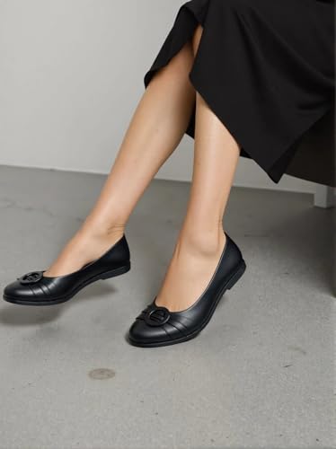 Image of BEST TRENDY Women's Comfort Pointed Toe Skimmer Ballet Flats Shoes Women's Oxfords Mary Jane T-Strap Oxford Shoes
