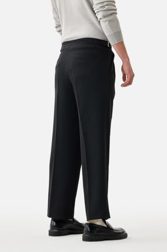 Image of SNITCH Men Casual Trousers | Relaxed Fit with Turned-Up Cuffs & Solid Pattern | Cotton Blend Fabric with Medium Stretch for Summer & Everyday Wear