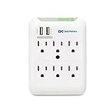 Cable Matters 6-Outlet Wall Mount Surge Protector with 2.4A Dual USB Charging (Updated Version with Dimmed LED Light)