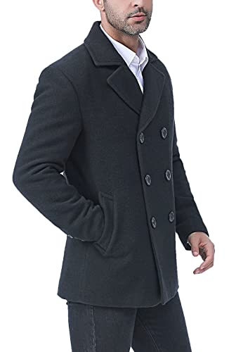 BGSD Men Hugh Wool Blend Double Breasted Walking Pea Coat (Also available in Big and Tall and Short)3