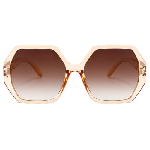 Retro Polygon Square Sunglasses Women Vintage Hexagon Shades Oversized Rivets Sun Glasses Trendy UV400 Glasses for Unisex