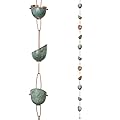 GreenThings Pure Copper Rain Chain, Modern Angle Artisan Made and Sealed for Longer Shine, Water Diversion, 8 Ft, Low-Splash Design, w/Gutter Attachment