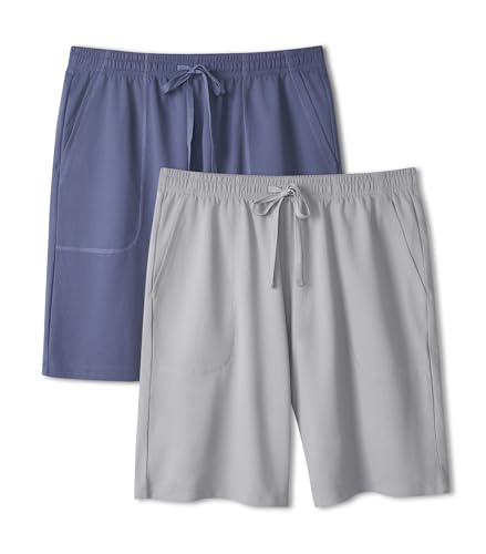 DAVID ARCHY Men’s Pajama Shorts, Soft & Lightweight Sleep Shorts, Breathable & Quick-Dry Lounge Shorts with Pockets, 2 Pack