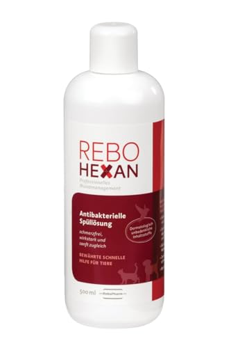 ReboHexan Spüllösung 500 ml: Essentielles Wundreinigungsmittel, Tiefenreinigung für alle Haustiere, Alkoholfrei, Schmerzlose Anwendung, sorgt für gründliche Reinigung