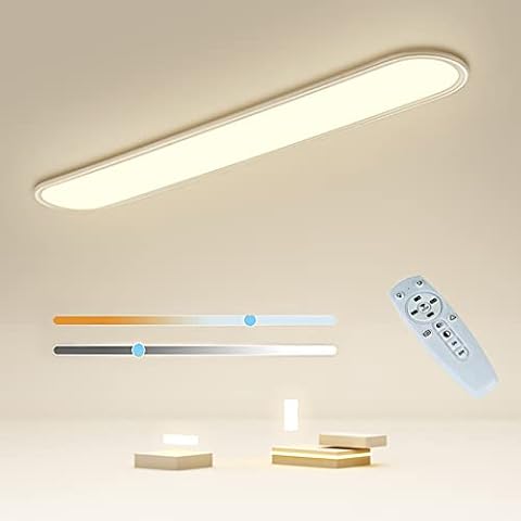 36W LED Deckenleuchte Flach Dimmbar Deckenlampe Panel mit Fernbedienung 3000K-6500K Moderne Ultra Dünn Aluminium Korridor lampe Deckenbeleuchtung für Küche Gang Eingang Flur 80x20cm Weiß Cover