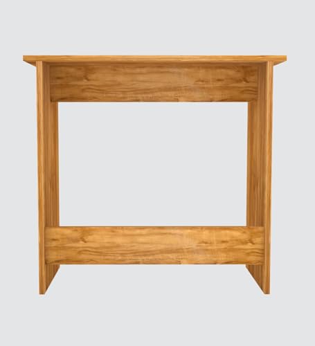 Image of Compact Study Desk, Oak Wood Finish, Space-Saving Home Office Table, 80x40x74 cm, DIY Assembly, Modern Design
