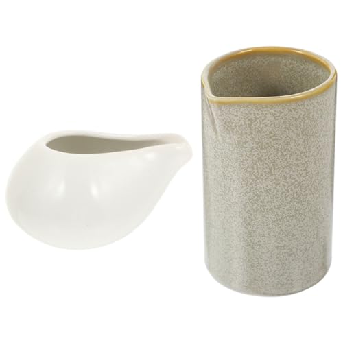 HYTROVE Jarras de Cerámica Diseño Multipropósito Capacidad 100ml y 200ml Juego de 2 Estilo Japonés para Leche y Salsa para Cafeterías y Restaurantes