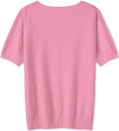 Image of DAIMIDY Women's Short Sleeve Sweater V Neck Summer Knit Tops | Business Casual Tops| Soft,Lightweight,Breathable and Comfortable| Perfect for Shopping,Date,Vacation,Daily Wear Etc.