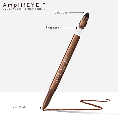 Image of HYUE AmplifEYE 3-in-1 EYE Crayon | Eyeshadow - Liner - Kohl | Rust Rush | Creamy Multi-Use Stick with in-built Sharpener and Smudger | High-Pigment Formula with Vitamin E & Jojoba Oil
