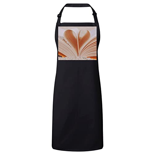 Tablier cuisine premium noir au design cœur et plage pour cuisiner avec amour