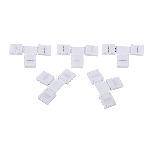 Dingln 5pcs Soldadura 4pin Conectores De Presilla Adaptadores Compatibles con 10mm RGB 5050 LED De Luz De Tira (T) De La Forma