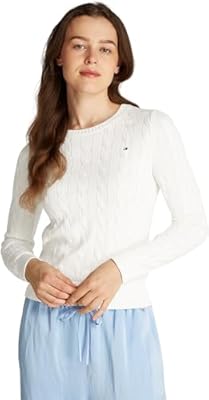 Tommy Hilfiger Jersey Mujer Co Cable con Cuello Redondo  Blanco  Ecru   3XL