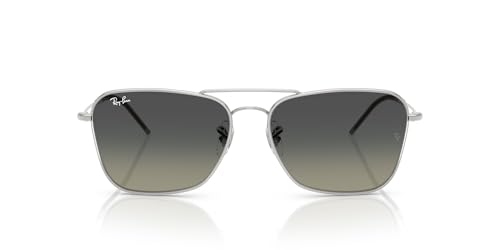 Ray-Ban RBR0102S Caravan Reverse Square Sunglasses, Silver/Grey Gradient, 58 mm