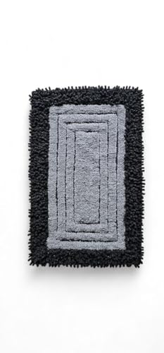 Image of My Home Cotton Door Bath Mat Super Soft Non Slip Mats for Bathroom, Door,Large, Pack of 2 (Grey chennile)