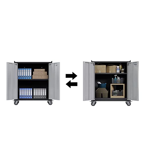 Jaord Metal Storage Cabinet With Wheels,Rolling Garage Tool Chest,Lockable Tool Cabinet With Adjustable Shelves For Home,Office… #TOP5