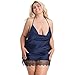 Price comparison product image Lovehoney Lingerie Dark Orchid Navy Cowl Neck Chemise - Low Back with Adjustable Halterneck Straps - Size 6-8