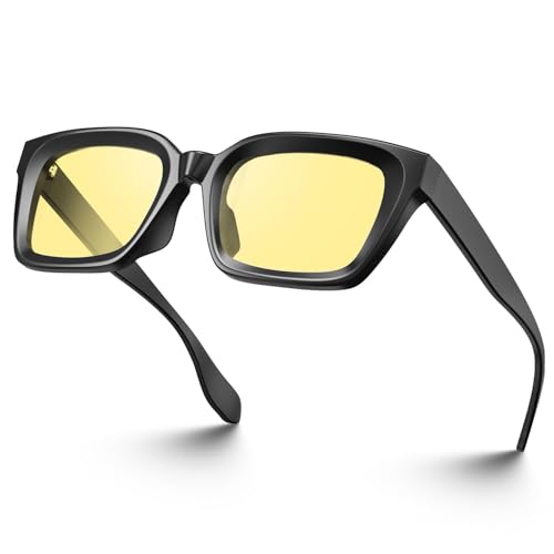 VISOONE Square Pro Gaming Glasses Yellow Tint Anti Fatigue Impact Resistant Esports Montana