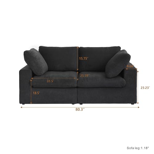 Image of JACH Modular Sectional Couches for Living Room, Modern Convertible Couch, Comfy Love Seat Sofas, Covers Removable, Modern Sectional Sofa for Living Room Apartment (Black)