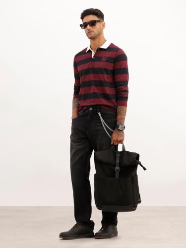 Image of WROGN Men's 100% Cotton Polo T-Shirt | Yarn Dyed Stripe Print | Slim Fit