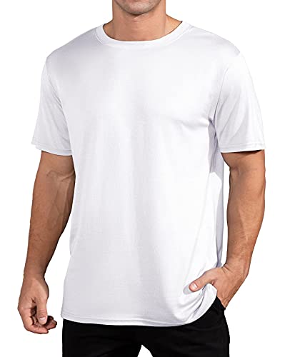 QUALFORT Mens Bamboo Viscose T Shirts Crewneck Undershirt Soft Breathable Lightweight Tee for Daily Wear