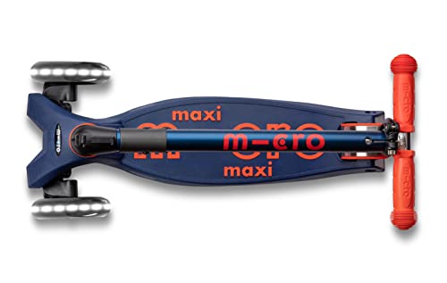 Image of Micro Kickboard | Maxi Foldable LED Kids Scooter for Ages 5-12 | Children up to 110 lbs | 3 Wheel Lean-to-Steer Design | Adjustable T Bar | Smooth Ride, Motion Activated PU LED Wheels | Swiss Design