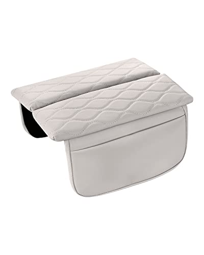 Karltys for Mercedes Benz GLE 350 Center Console Cover 2020-2025 GLE 350 450 W167 & GLS 450 X167, Anti-Scratch Leather Waterproof GLE 350 Armrest Console Cover with Storage Pockets (White)