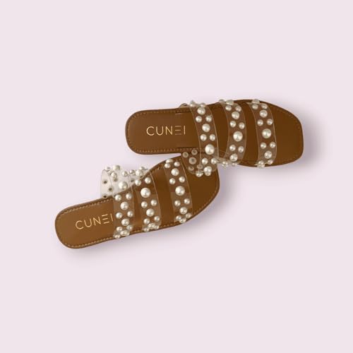 Image of Tan Festive Pearl Flats | Stylish | Slip-on | Casual | Comfortable Sandals for Women