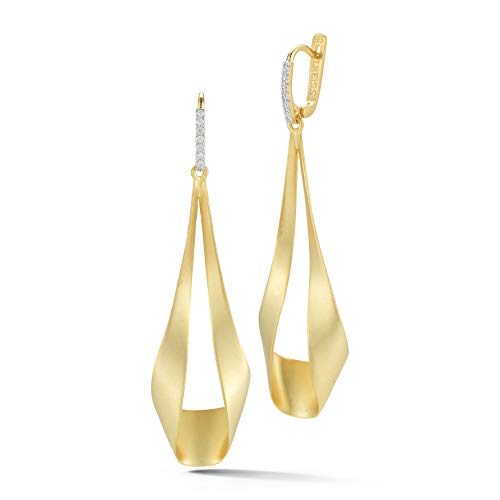 14K Yellow Gold 0.11ct TDW Diamond Accented Open-form Dangling Earrings