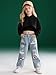 Voxikidio Size 7 8 Years Girls 3PCS Fashion Outfits Set Cropped Hoodie Sweatshirt Cami Top Printed Jeans Fall Winter Clothing Set Black(6-7