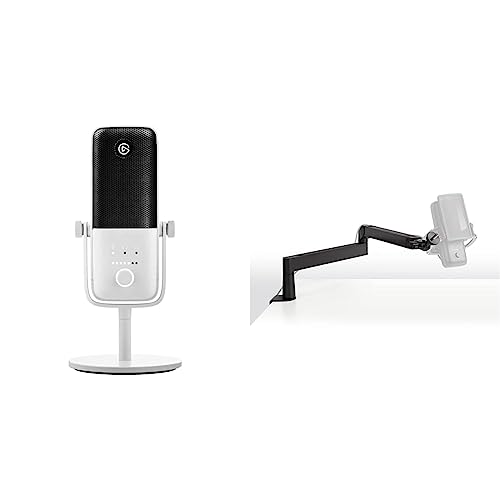 Elgato Wave:3 White Microphone with Mic Arm Low Profile, Fully