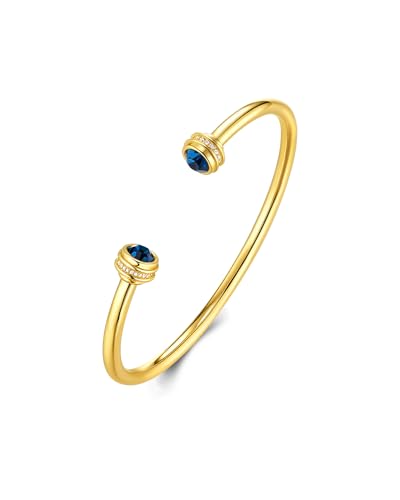 Gold Chunky Infinity Statement FULLY ADJUSTABLE Open Cuff Bangle with Sapphire CZ Braided Charm for Women by SNGIA, Stackable Handmade Trendy Jewelry Gifts, Polished Beachy Vacation Fashion Boho Tennis Bracelet Accessories, Vintage Link Wire Thick Bohemian Nickle Free Open Forever Bracelet Bangle.