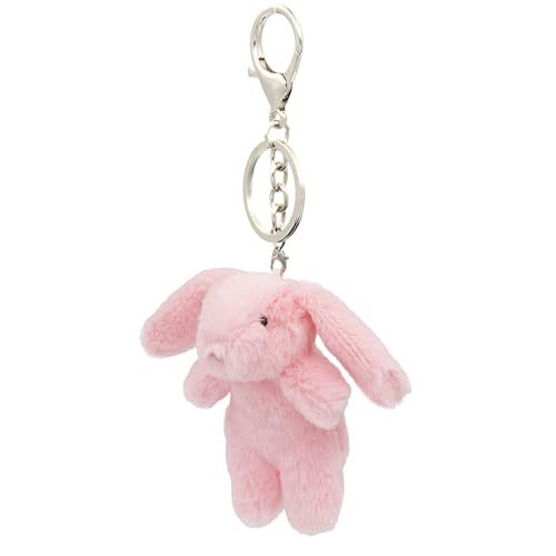 Miokkley Cute Bunny Plush Keychain for Backpack 3.5 Inch Mini Rabbit Keychain Purse Charm Pendant Gift for Girls Women (Pink)