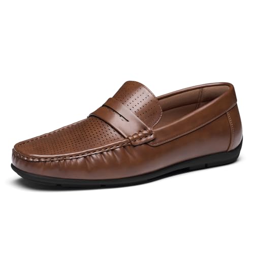 Image of HEEZ Men's Loafers Slip On Dress Shoes Penny Loafers Leather Casual Driving Boat Shoes for Men
