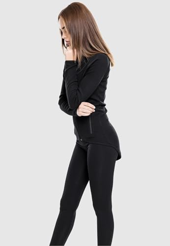 Urban Classics Damen Ladies Athletic Interlock Zip Hoody Kapuzenpullover, Schwarz (Black 7), L EU