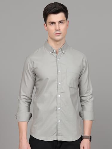 Image of Majestic Man Classic Slim Fit Solid Cotton Casual Shirt with Button-Down Collar