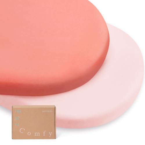 Image of Supersoft Fitted Bassinet Sheets, Premium Bamboo Viscose Cradle Sheets, Streachy Hypoallergenic Breathable Moses Basket Oval Rectangle Pad/Mattress Universal Fit for Halo, Dream on Me, 2-Pack