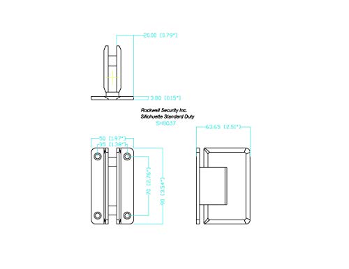 Rockwell Security Mont Hard Wall To Glass Beveled Shower Hinge In Brushed Nickel Finish For Frameless Heavy Glass Shower Doors Fits 3/8 Inch To 1/2 Inch Thick Glass #TOP1