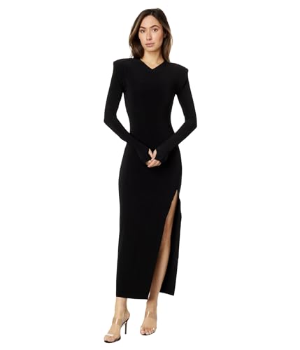 Amazon.com: Long Sleeve Shoulder PAD Side Slit Gown, Black, XS : Clothing,  Shoes & Jewelry