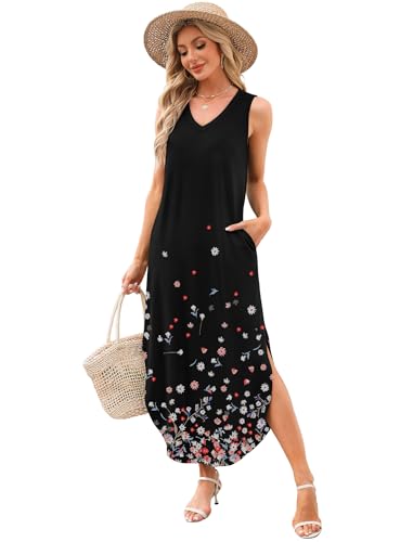 Image of Sampeel Summer Dresses Maxi Dress Vacation Beach Sundresses 2025 with Pockets