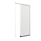 Zanzanet Zanzariera laterale orizzontale su misura frizionata "Scenica" cassonetto 50mm senza binario basso porta finestra giardino balcone antivento personalizzabile Made in Italy Avorio