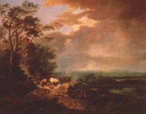 Peinture à l'huile Landscape in Approaching Storm, tableau grand format pour bureau élégant
