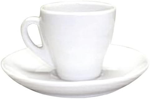 Pear Shaped Espresso Cup and Saucer in White Porcelain, Set of 6