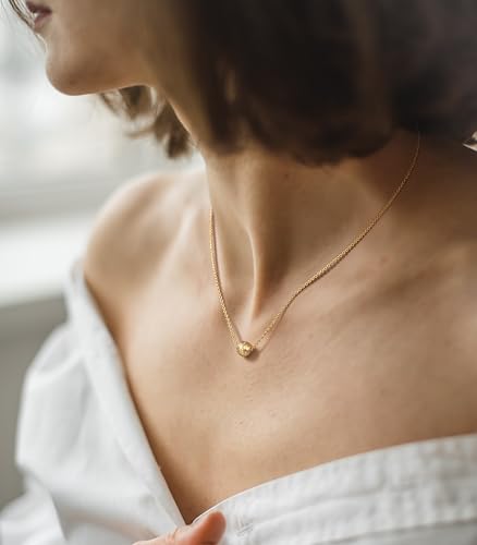 14K Gold Pendant Necklaces for Women Gold Necklace for Women Dainty Tiny Textured and Totally Charming Elegant Ball Necklace for Womens Trendy2